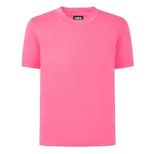 QBK Kids UPF 50+ Rash Guard Neon Pink Dry Fit Athletic Short Sleeve Shirt